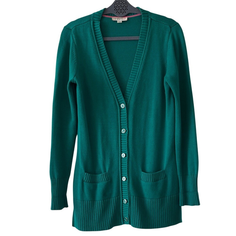 Issac Mizrahi Teal Button-Front V-Neck Cardigan Small